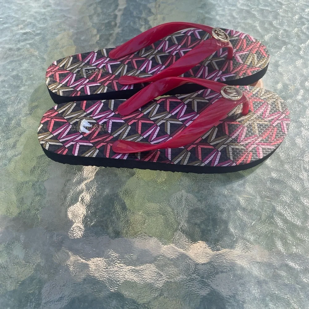 Michael Kors Red and Black Patterned Sandals